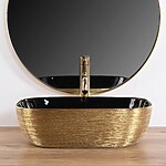 Umývadlo na dosku Rea Belinda BLACK BRUSH GOLD – Obrázok 3