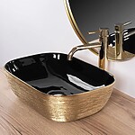 Umývadlo na dosku Rea Belinda BLACK BRUSH GOLD – Obrázok 4