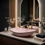 Umývadlo na dosku REA ROYAL Powder Pink Matt – Obrázok 8