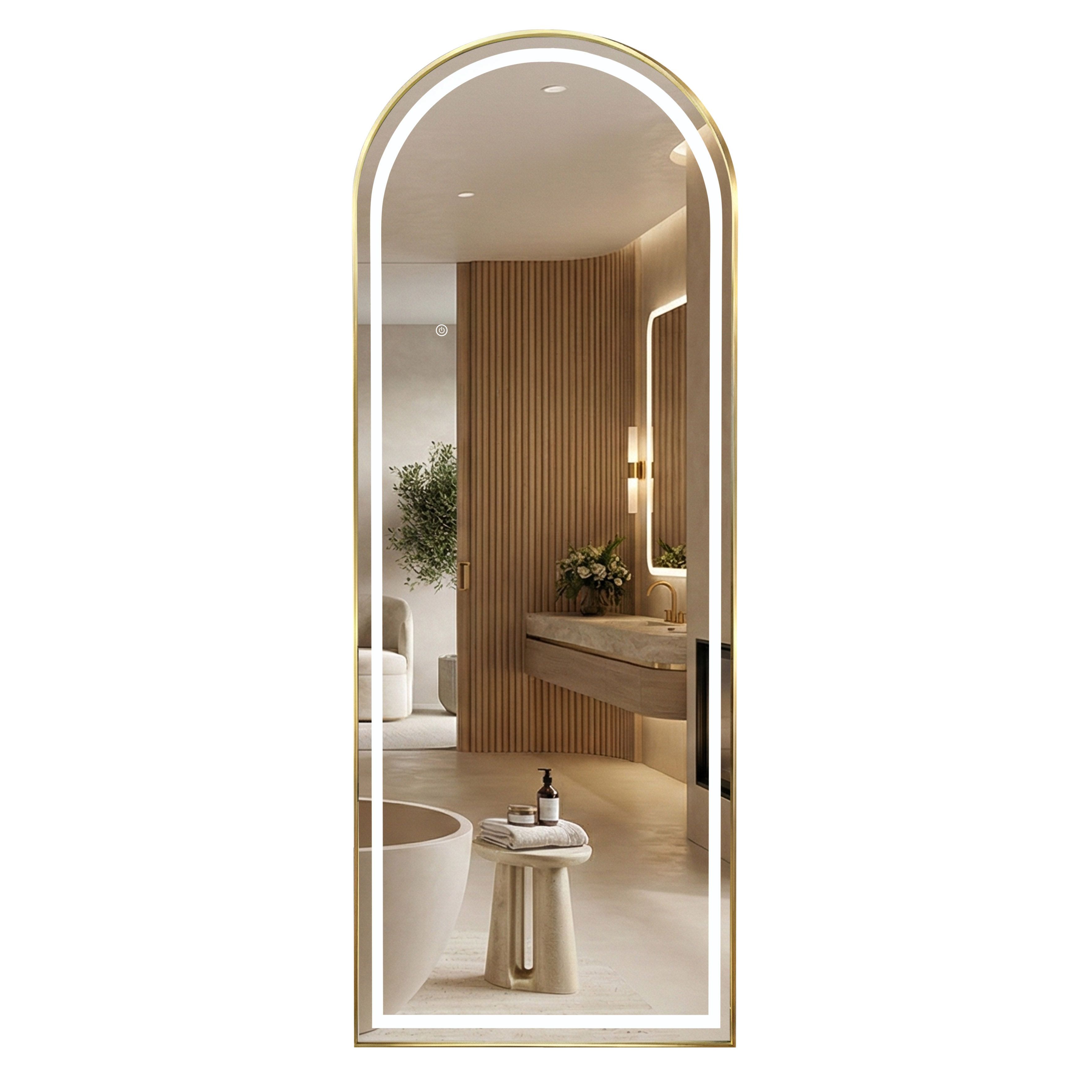 d2f4f99c6dc60d7955cfe09524a1c927 Zrkadlo LED Orbit 50x160cm Brush Gold – Obrázok 1