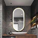 Zrkadlo LED OVL 50x100cm Brush Gold – Obrázok 11