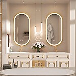 Zrkadlo LED OVL 50x100cm Brush Gold – Obrázok 3