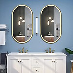 Zrkadlo LED OVL 50x100cm Brush Gold – Obrázok 4