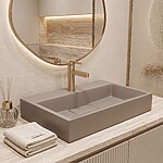 Umývadlo z liateho mramoru Rea GOYA TAUPE 60CM – Obrázok 4
